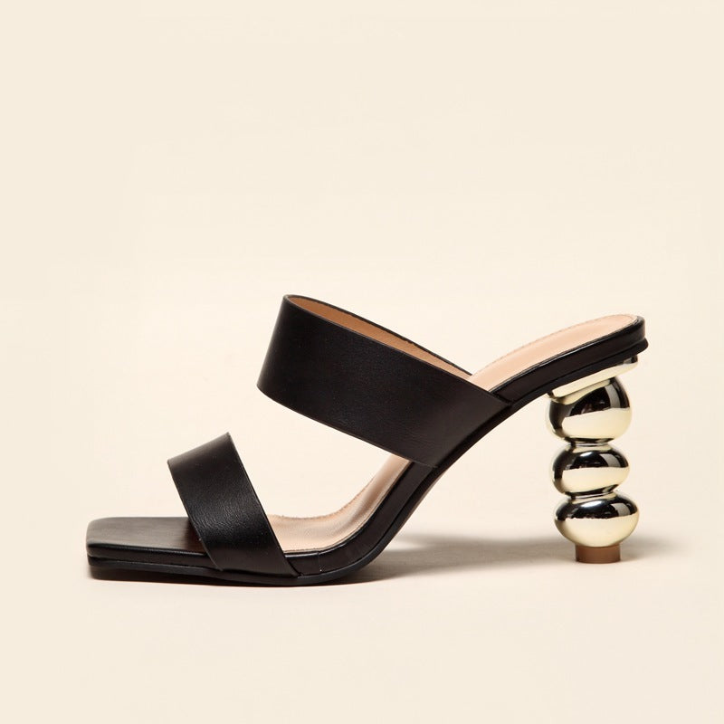 Women's Summer High Heels with Electroplating Heel: Fashion Metallic Finish Sandals LONDYN UPBRINGING
