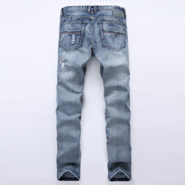MCCKLE Men’s Ripped Jeans – Slim Fit Distressed Denim Pants in Light Blue LONDYN UPBRINGING