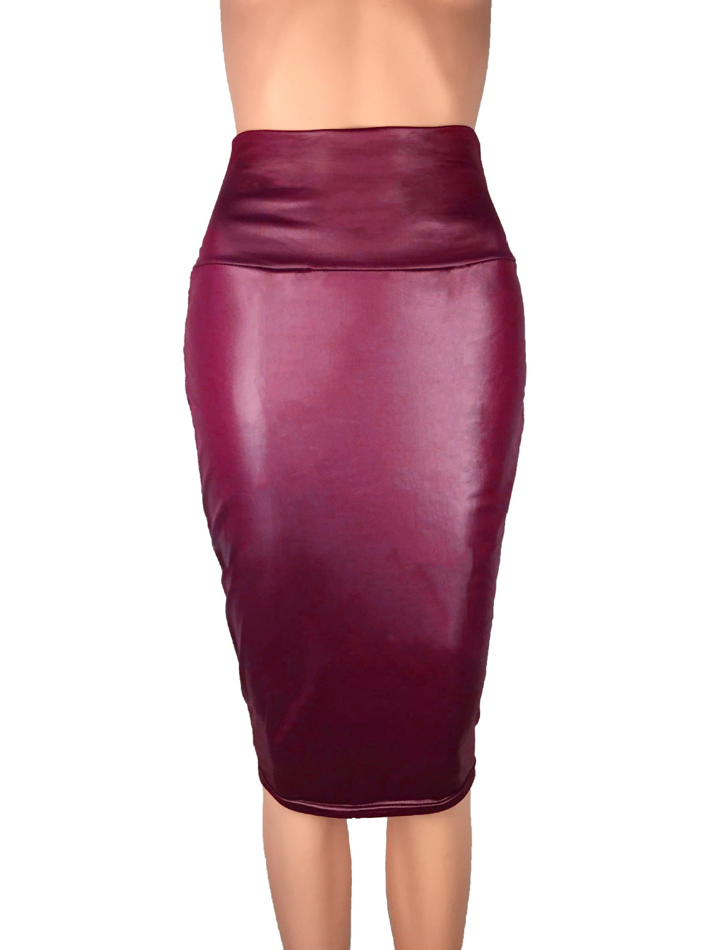 Womens Faux Leather Pencil Skirt: High Waist Bodycon for Office LONDYN UPBRINGING