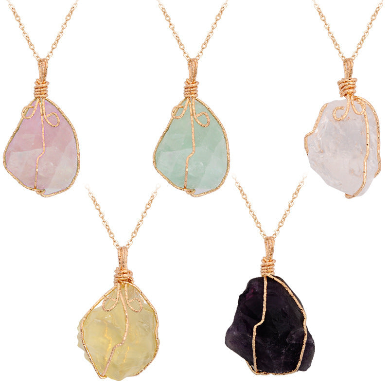 Natural Stone Pendant Necklace | Raw Irregular Crystal Rough Jewelry for Women LONDYN UPBRINGING