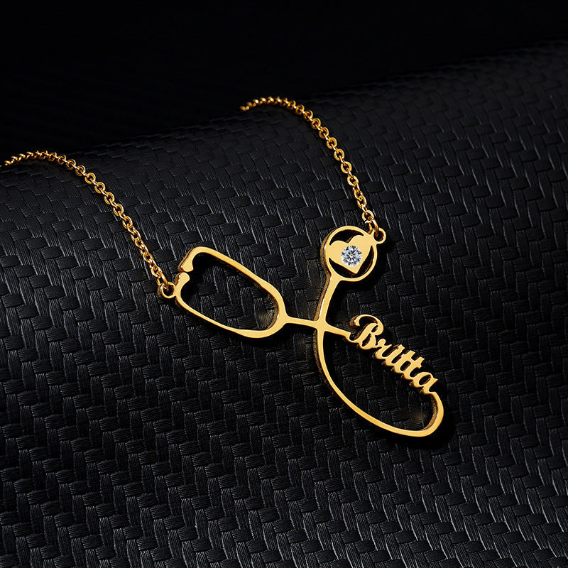 Customized Stainless Steel Stethoscope Name Necklace for Women Jewelry Gift LONDYN UPBRINGING