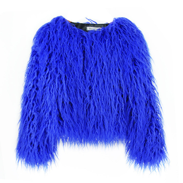 Plus Size Colorful Boho Faux Fur Coat - Women's Shaggy Winter Jacket LONDYN UPBRINGING