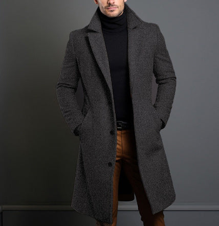 Men’s Winter Lapel Trench Coat – Single-Breasted Jacket with Pockets for Casual Outerwear & Stylish Comfort LONDYN UPBRINGING