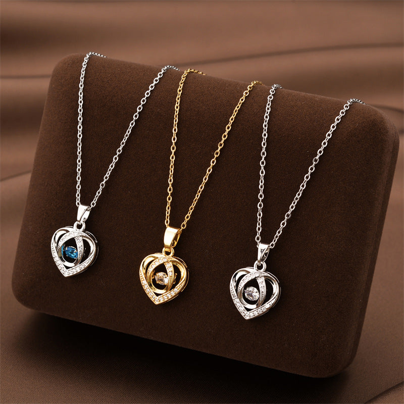 "Dancing Love" Heart Necklace with Rhinestones | Trendy Creative Clavicle Chain for Valentine's Day Gift LONDYN UPBRINGING