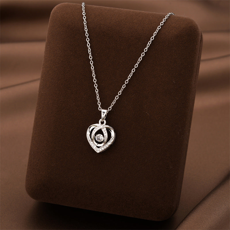 "Dancing Love" Heart Necklace with Rhinestones | Trendy Creative Clavicle Chain for Valentine's Day Gift LONDYN UPBRINGING