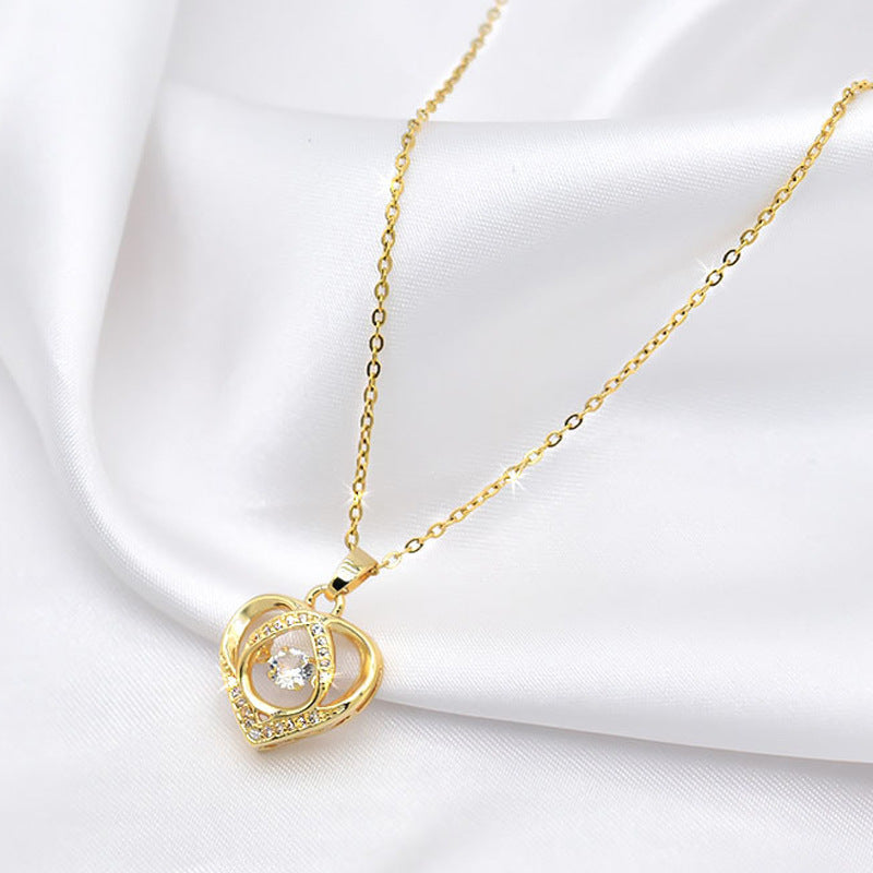 "Dancing Love" Heart Necklace with Rhinestones | Trendy Creative Clavicle Chain for Valentine's Day Gift LONDYN UPBRINGING
