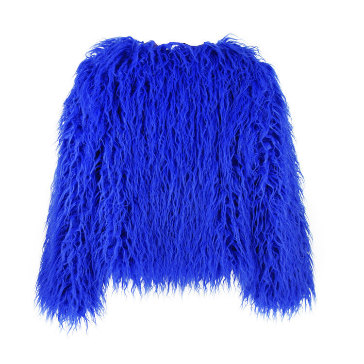 Plus Size Colorful Boho Faux Fur Coat - Women's Shaggy Winter Jacket LONDYN UPBRINGING