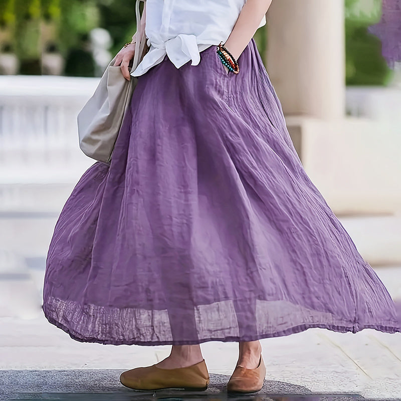 Bohemian Flowy Maxi Skirt for Women: High Waist A-Line Long Skirt with Pockets LONDYN UPBRINGING
