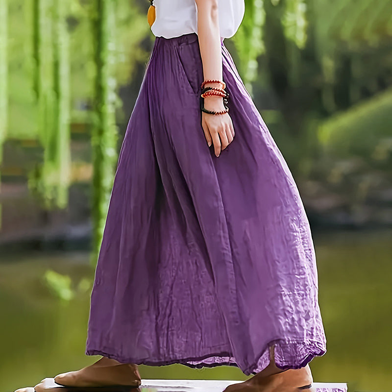 Bohemian Flowy Maxi Skirt for Women: High Waist A-Line Long Skirt with Pockets LONDYN UPBRINGING