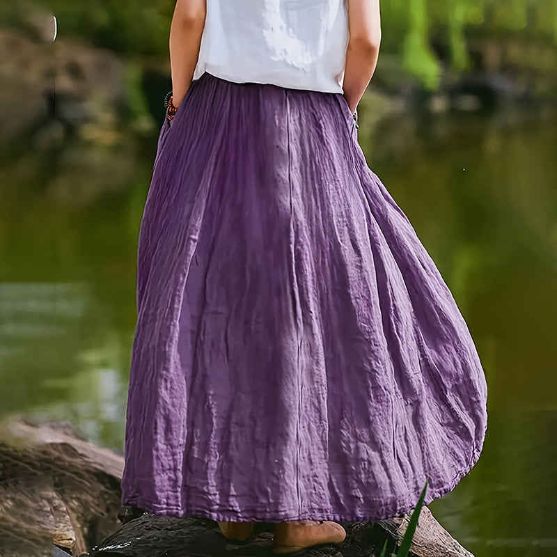 Bohemian Flowy Maxi Skirt for Women: High Waist A-Line Long Skirt with Pockets LONDYN UPBRINGING