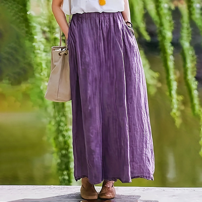 Bohemian Flowy Maxi Skirt for Women: High Waist A-Line Long Skirt with Pockets LONDYN UPBRINGING