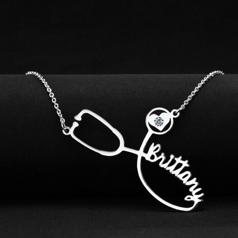 Customized Stainless Steel Stethoscope Name Necklace for Women Jewelry Gift LONDYN UPBRINGING