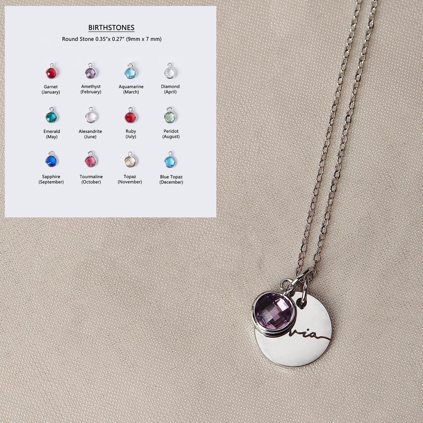 Personalized Birthstone Name Necklace | Custom Engraved Stackable Jewelry Gift LONDYN UPBRINGING