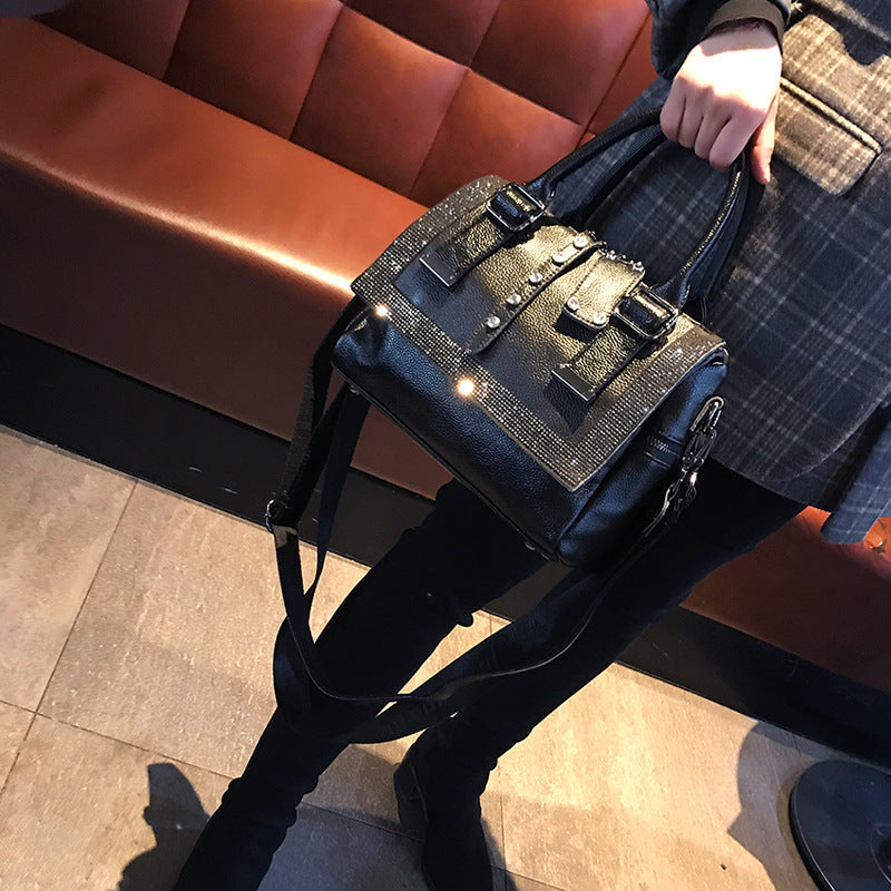 Soft Cowhide Leather Tote - Large-Capacity Rhinestone Handbag for Women LONDYN UPBRINGING