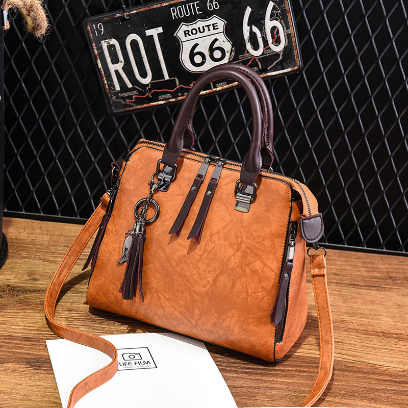 Vintage PU Leather Handbag for Women – Luxury Large Capacity Tote with Tassel & Top Handle Shoulder Bag LONDYN UPBRINGING