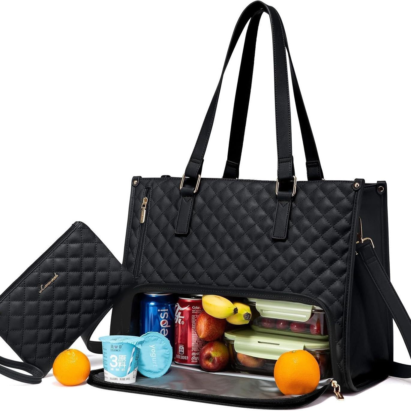 Women’s Insulated Lunch Bag – Leak-Proof Large Purse & Convenient Commuter Tote with Diagonal Strap and Computer Storage LONDYN UPBRINGING