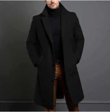 Men’s Winter Lapel Trench Coat – Single-Breasted Jacket with Pockets for Casual Outerwear & Stylish Comfort LONDYN UPBRINGING