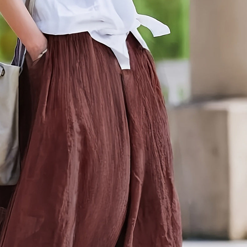 Bohemian Flowy Maxi Skirt for Women: High Waist A-Line Long Skirt with Pockets LONDYN UPBRINGING