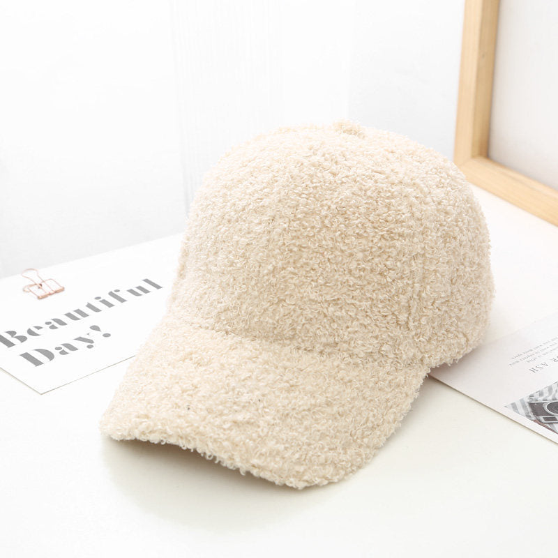 Women's Korean Style Lambswool Baseball Cap | Warm Solid Color Winter Dad Hat LONDYN UPBRINGING