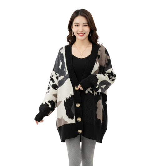 New Korean Style Oversized Cow Print Faux Fur Jacket | Women's 'Lazy' Fit Winter Streetwear Coat LONDYN UPBRINGING
