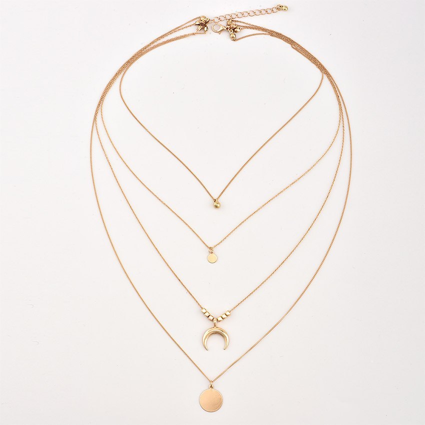 Multi-layer Moon Pendant Necklaces for Women Bohemian Wafer Elegant Necklace LONDYN UPBRINGING