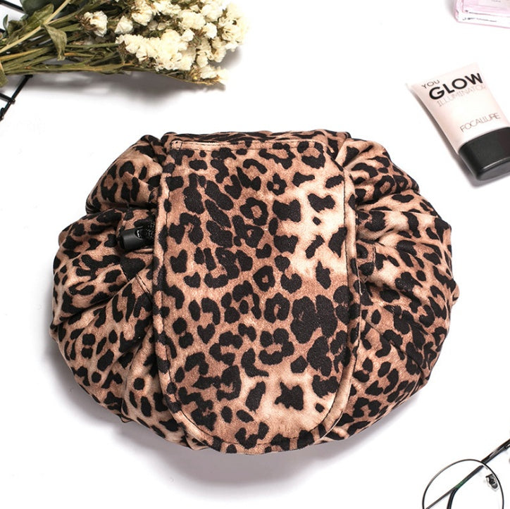Animal Print Drawstring Cosmetic Bag – Large Capacity Lazy Makeup Storage Organizer for Travel LONDYN UPBRINGING