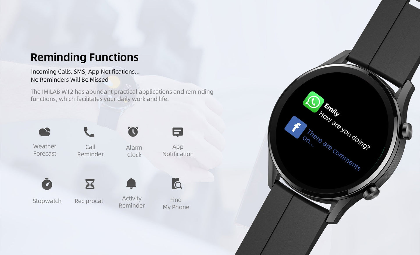 IMILAB W12 Smart Watch – Bluetooth Sports Fitness Tracker with Heart Rate Monitor, IP68 Waterproof for Men & Women LONDYN UPBRINGING