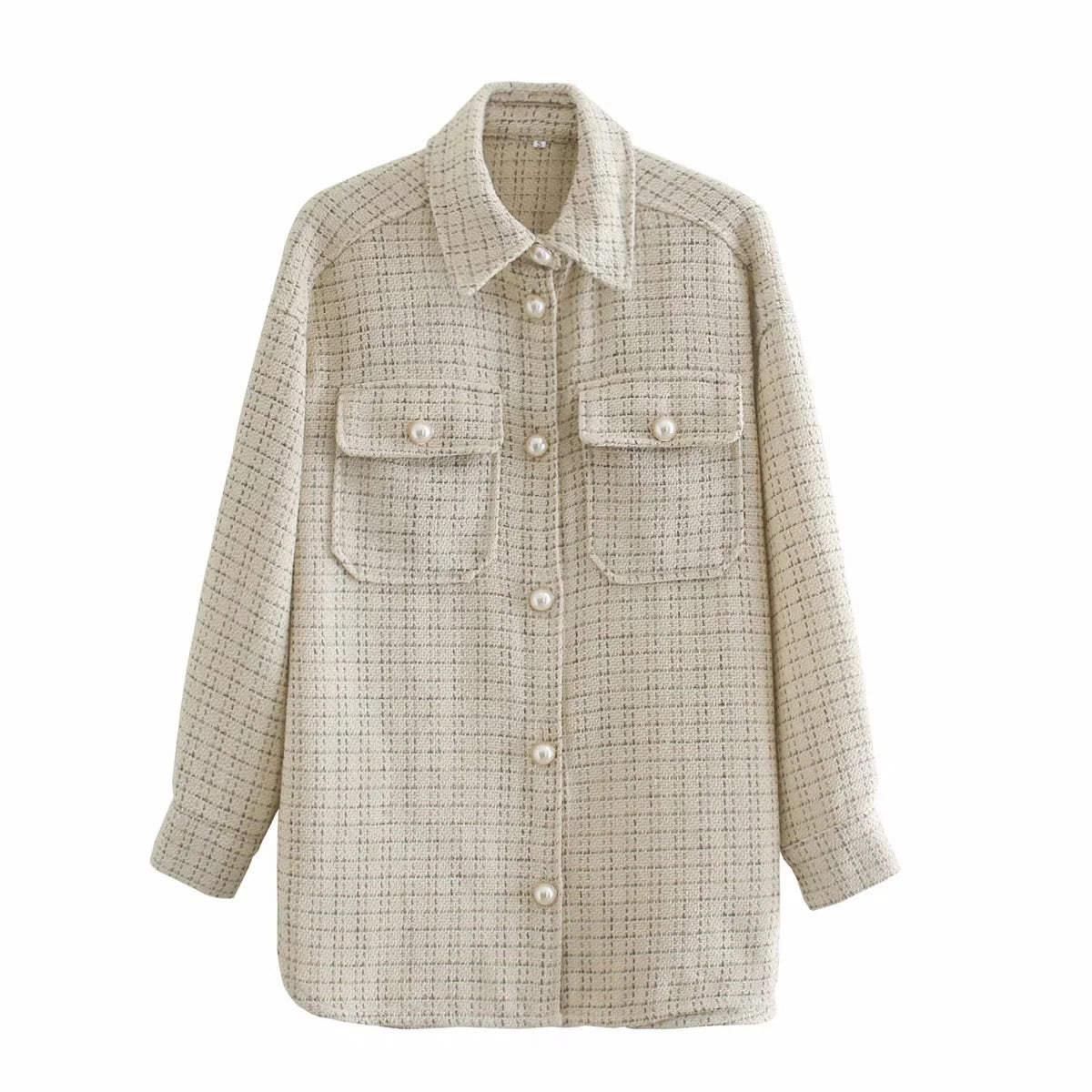 Women's Elegant Plaid Pattern Thick Coat - Pearl Button Autumn/Winter Jacket LONDYN UPBRINGING