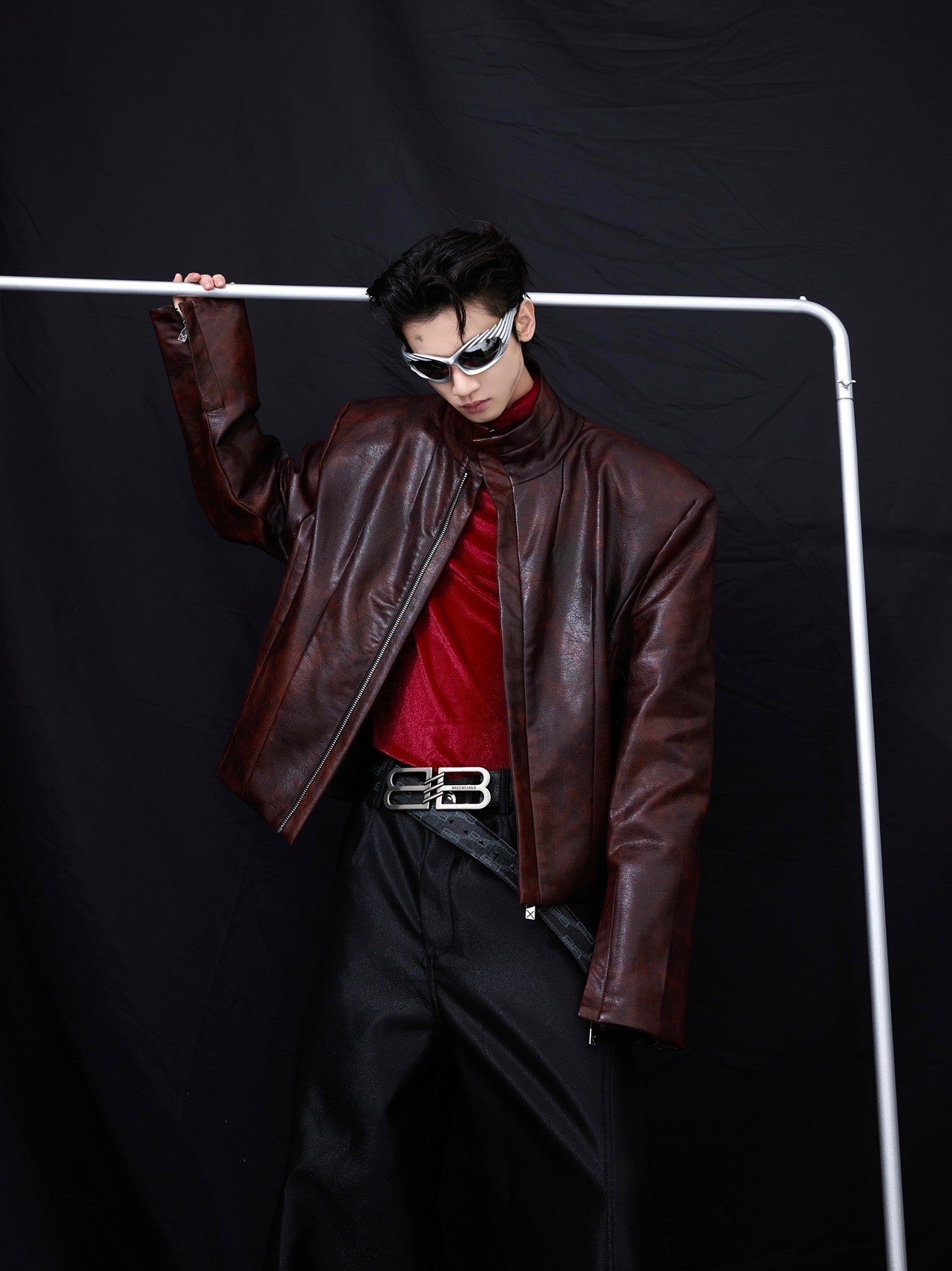 Men’s Short Motorcycle Coat – Stand Collar Biker Jacket for Stylish & Rugged Look LONDYN UPBRINGING