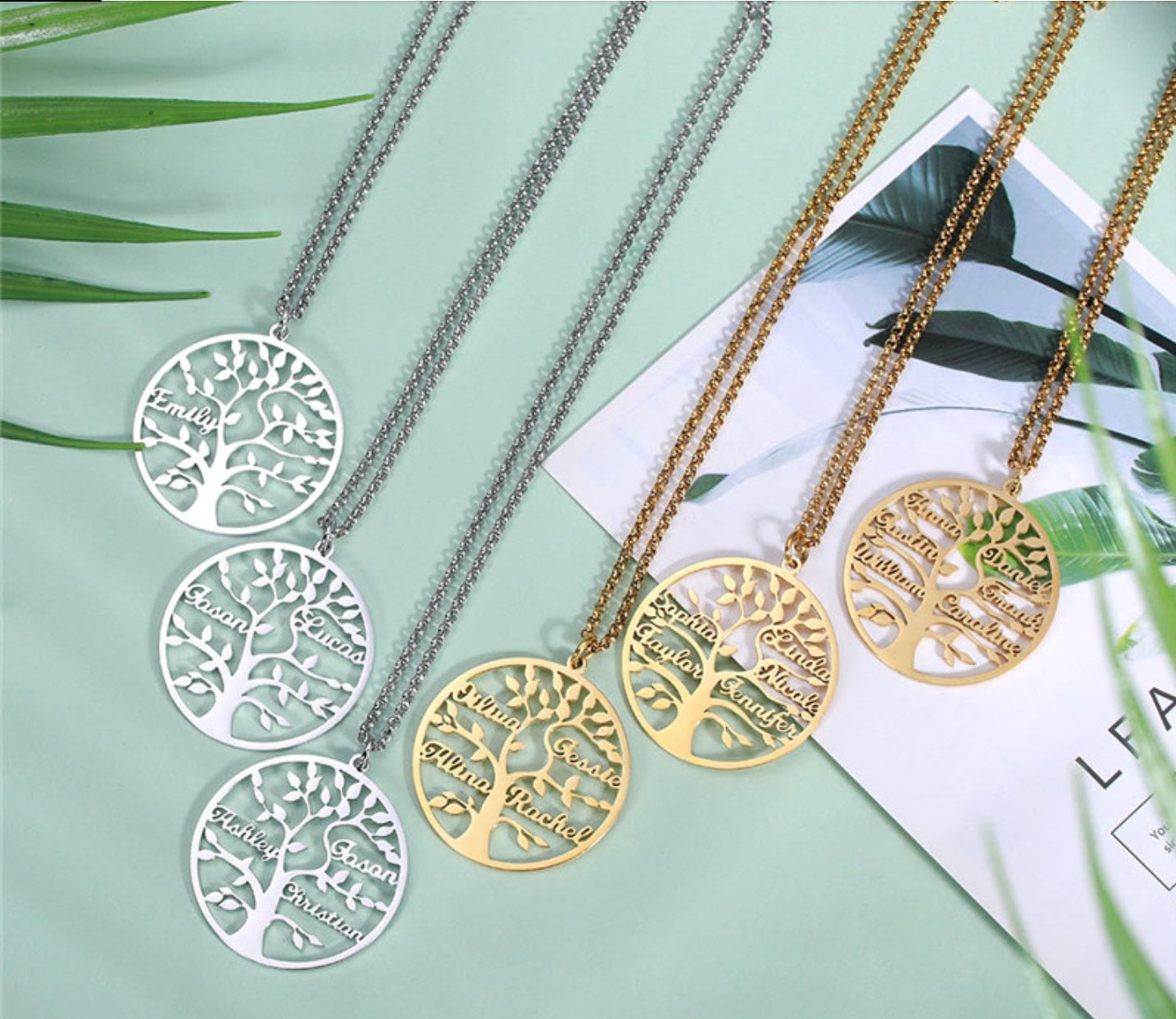 Personalized Family Tree Name Necklace | Tree of Life Custom Stainless Steel Gift LONDYN UPBRINGING