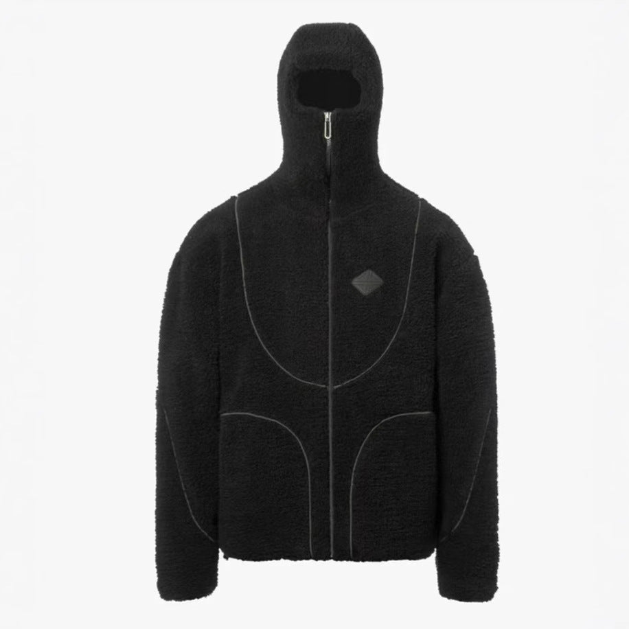 Men’s Lamb Wool Hooded Zipper Coat – Fashion Patchwork Sweatshirt for Warm Casual Style LONDYN UPBRINGING