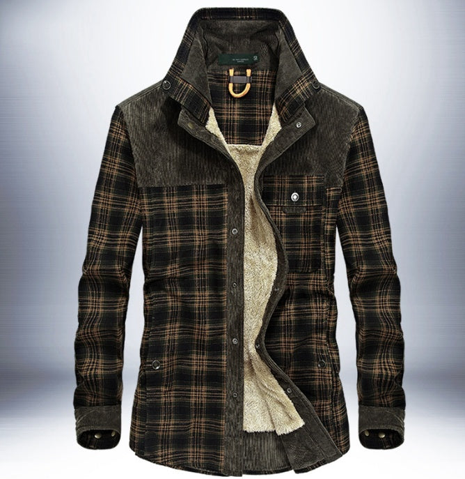 Men’s Thicken Winter Jacket – Warm Fleece & Cotton Plaid Coat for Outdoor Comfort & Military-Style Fashion LONDYN UPBRINGING