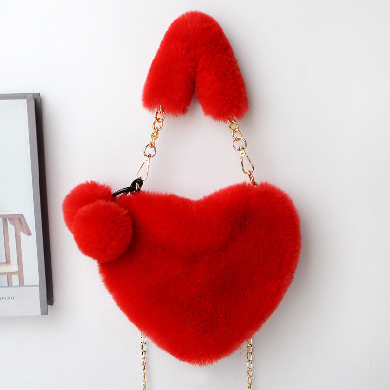Women’s Love Plush Handbag – Soft Furry Shoulder Bag for Valentine’s Day & Party Outfits LONDYN UPBRINGING
