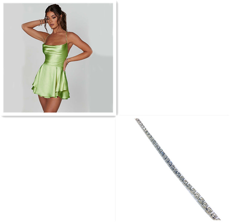 Sexy Suspender Satin Dress for Women | Elegant Slim Strap Backless Lace-Up A-Line LONDYN UPBRINGING