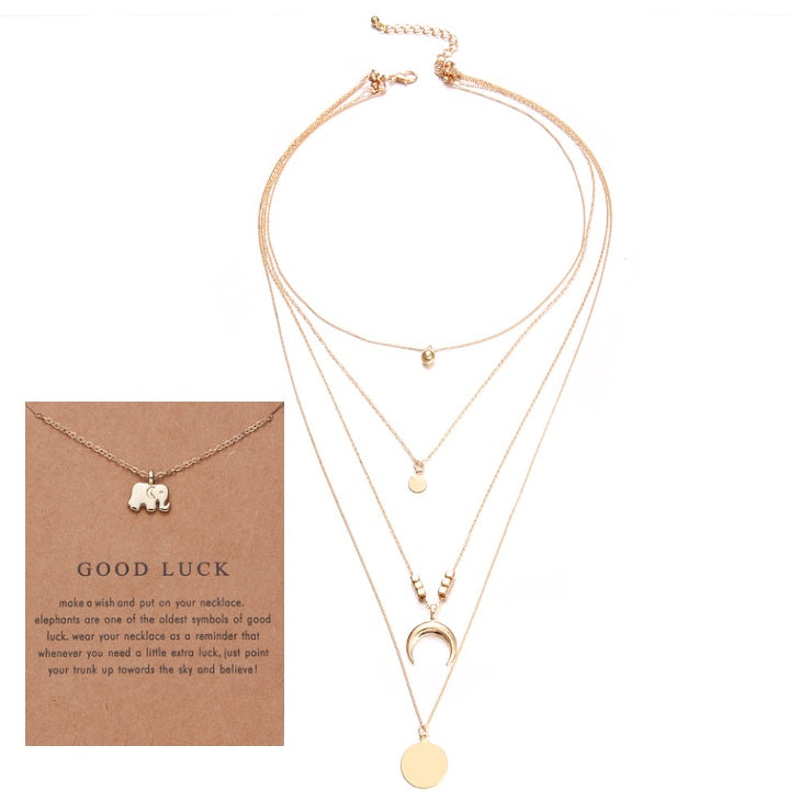 Multi-layer Moon Pendant Necklaces for Women Bohemian Wafer Elegant Necklace LONDYN UPBRINGING