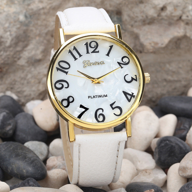 Marble Belt Geneva Watch – Fashion Shell Face Casual Watch for Men & Women LONDYN UPBRINGING