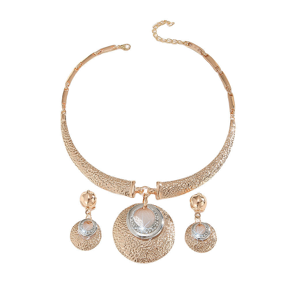Metal Circle Necklace And Earrings Suite Women LONDYN UPBRINGING