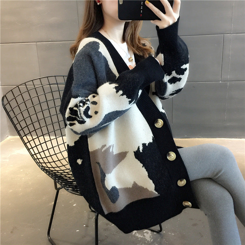 New Korean Style Oversized Cow Print Faux Fur Jacket | Women's 'Lazy' Fit Winter Streetwear Coat LONDYN UPBRINGING