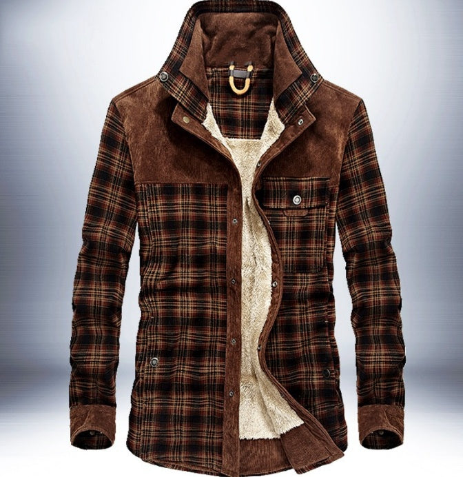 Men’s Thicken Winter Jacket – Warm Fleece & Cotton Plaid Coat for Outdoor Comfort & Military-Style Fashion LONDYN UPBRINGING