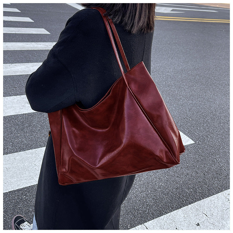 Vintage-Style Leather Tote Bag | Women's Large Capacity Casual Shoulder Bag LONDYN UPBRINGING