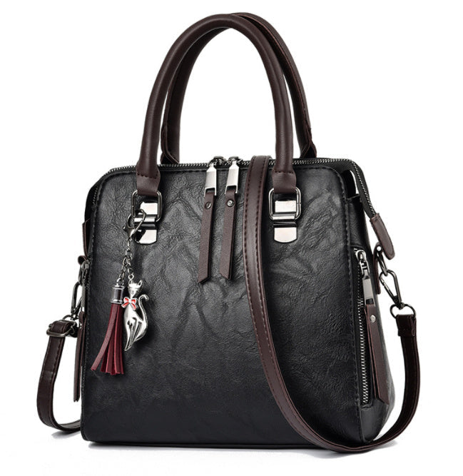 Vintage PU Leather Handbag for Women – Luxury Large Capacity Tote with Tassel & Top Handle Shoulder Bag LONDYN UPBRINGING