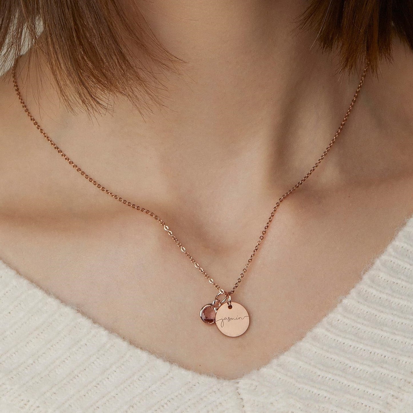 Personalized Birthstone Name Necklace | Custom Engraved Stackable Jewelry Gift LONDYN UPBRINGING