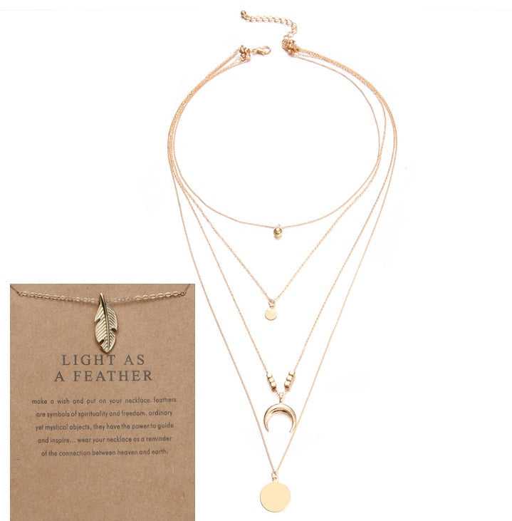 Multi-layer Moon Pendant Necklaces for Women Bohemian Wafer Elegant Necklace LONDYN UPBRINGING