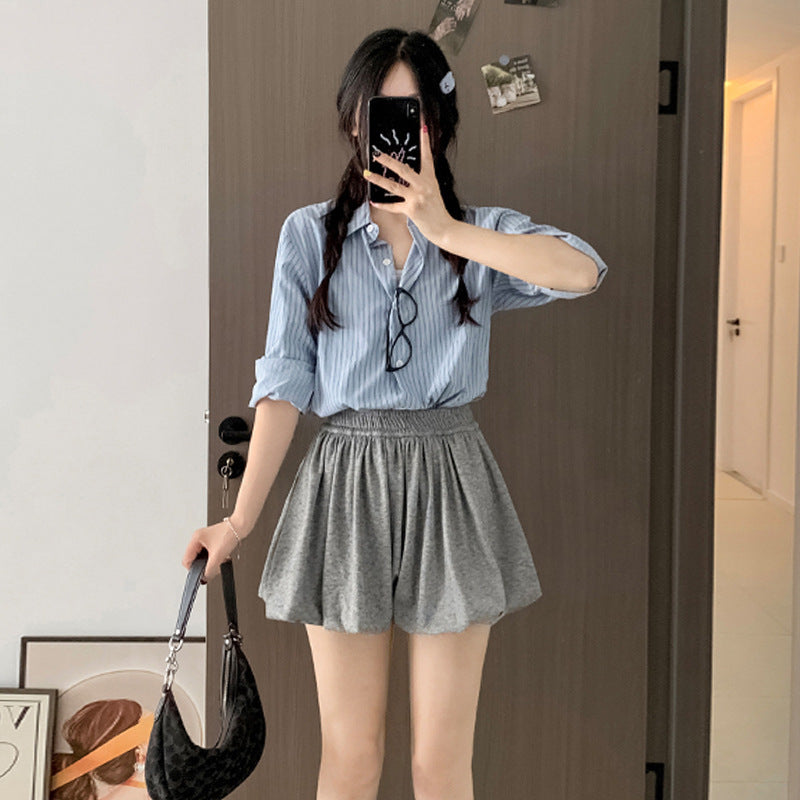 Women's High Waist Ruffle Bubble Skirt | Textured Crimp Gathered Slimming Mini/Midi LONDYN UPBRINGING