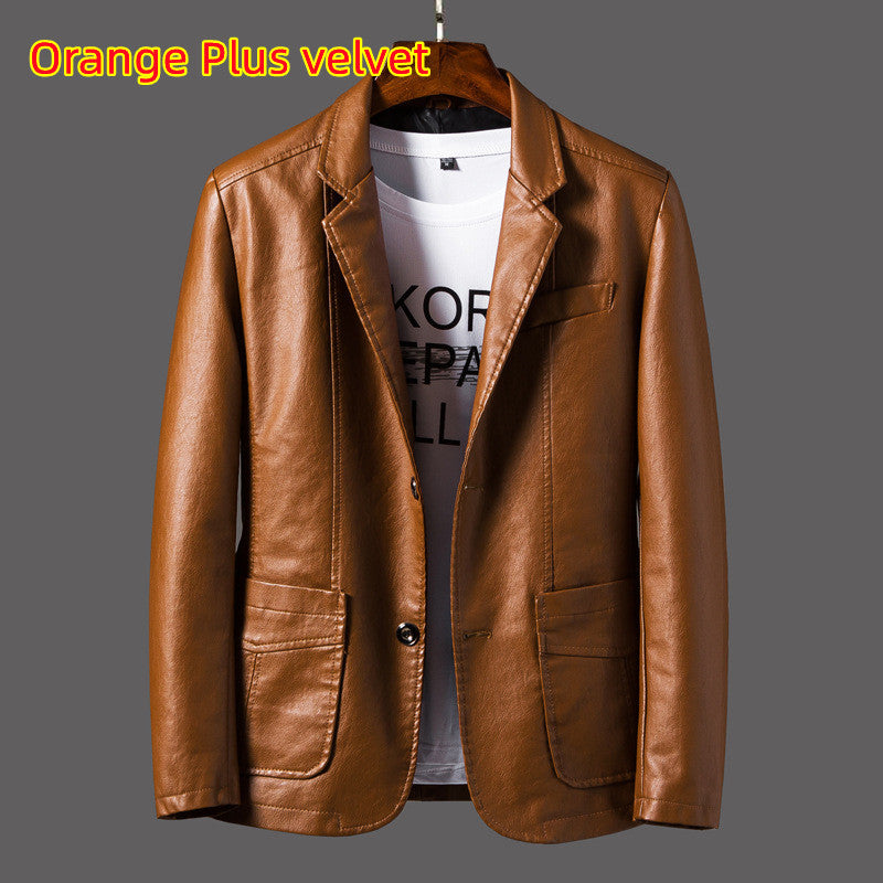 Men’s Leather Lapel Jacket – Thin Autumn & Winter Coat for Stylish Casual Wear LONDYN UPBRINGING