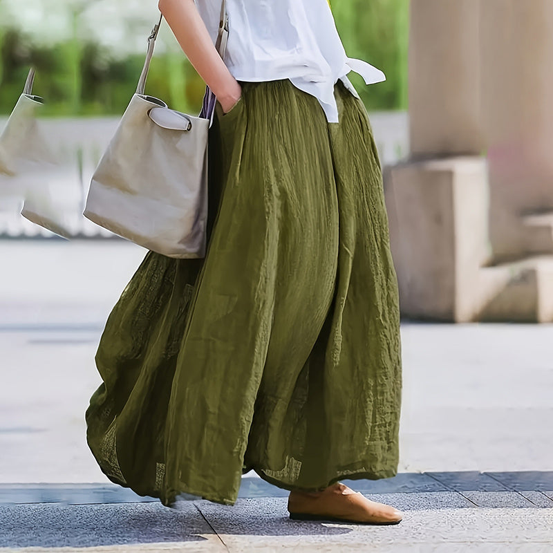 Bohemian Flowy Maxi Skirt for Women: High Waist A-Line Long Skirt with Pockets LONDYN UPBRINGING