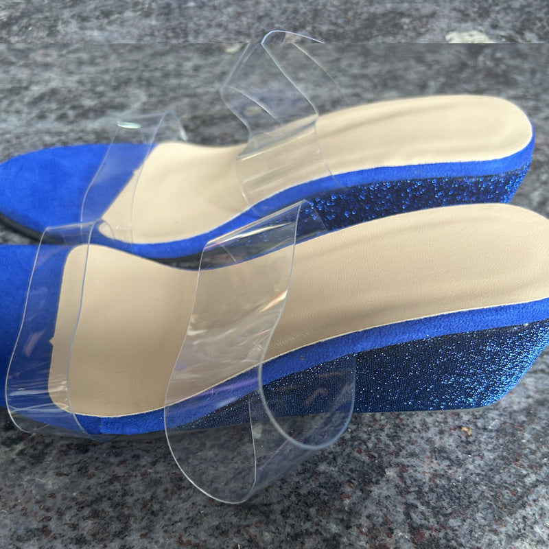 Women's Transparent Wedge Sandals: Summer Clear Platform Peep Toe Slip-On Heels LONDYN UPBRINGING
