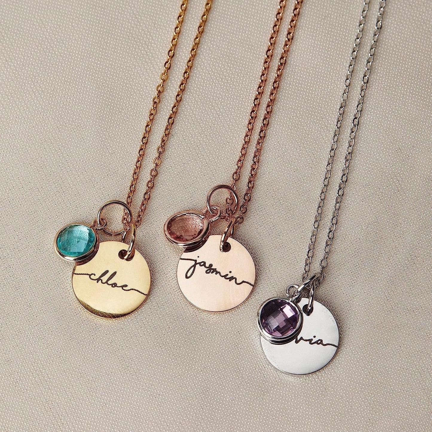 Personalized Birthstone Name Necklace | Custom Engraved Stackable Jewelry Gift LONDYN UPBRINGING