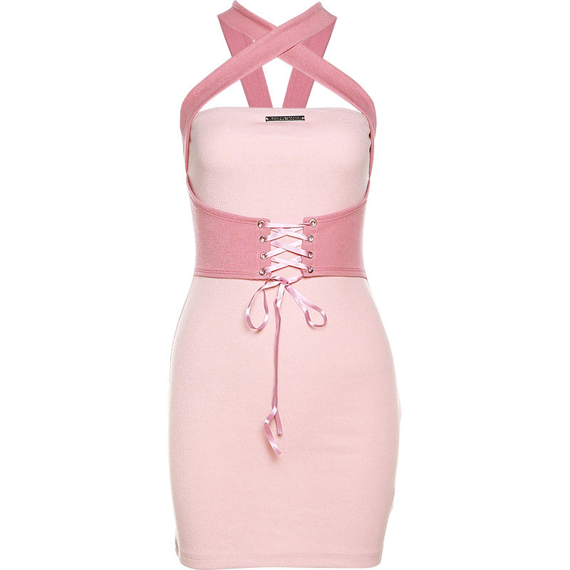 Women's Tube Dress: Slim Fit, Strapless with Waist Tie LONDYN UPBRINGING