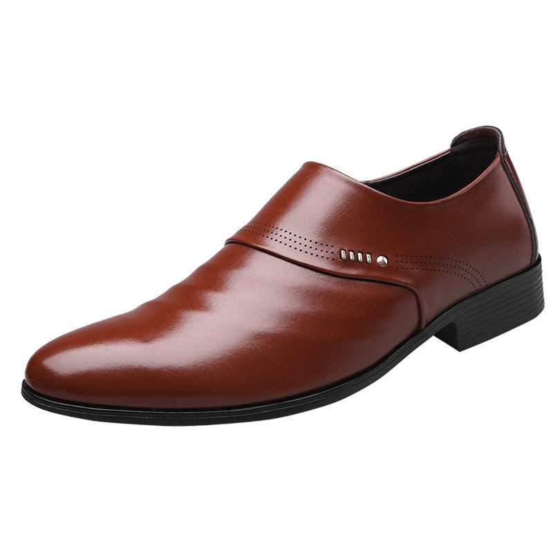 Men’s Casual Pointed Toe Leather Shoes – Slip-On Fashion Loafers with Low Heel LONDYN UPBRINGING